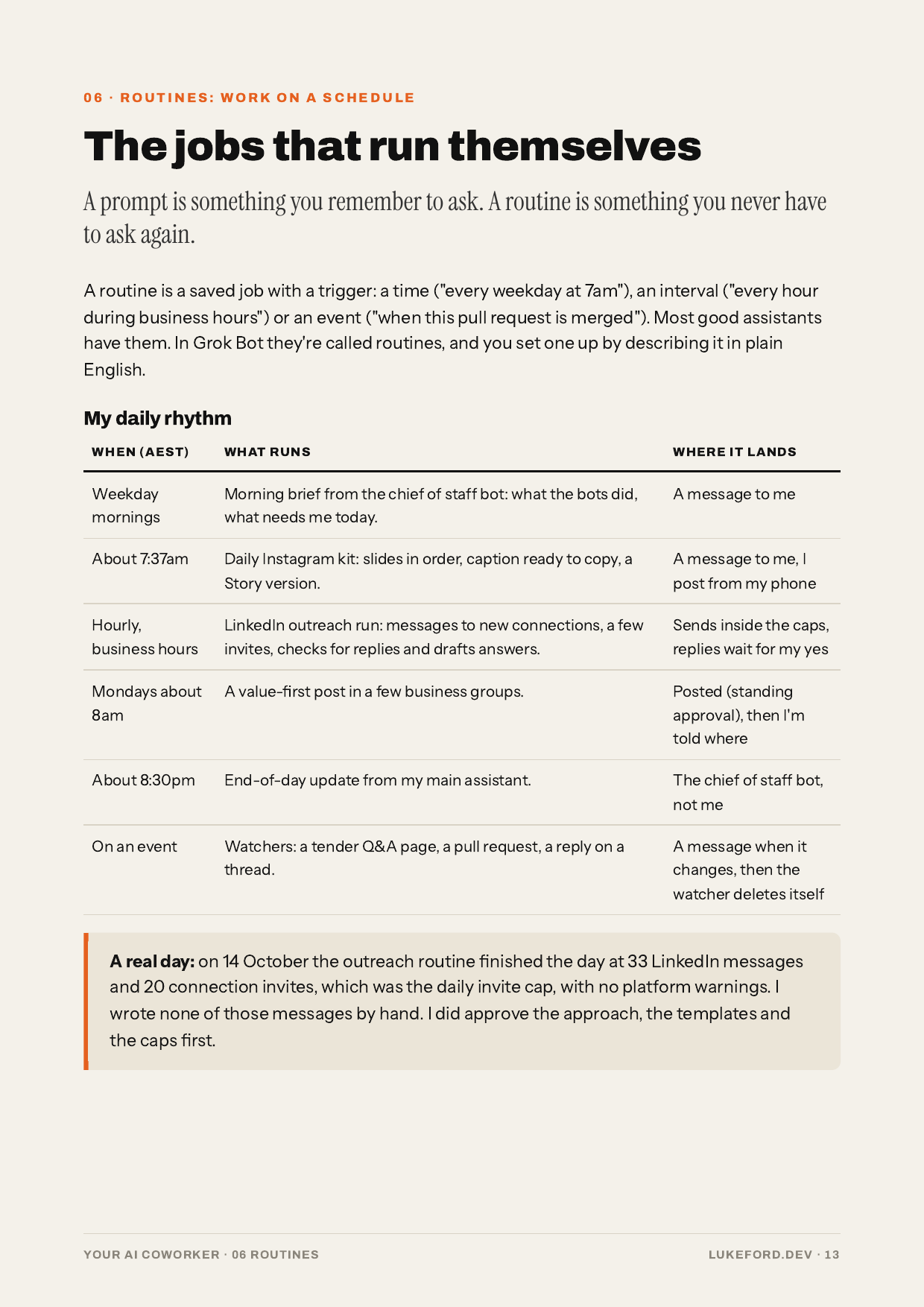 Page 13 of the guide: my daily rhythm table
