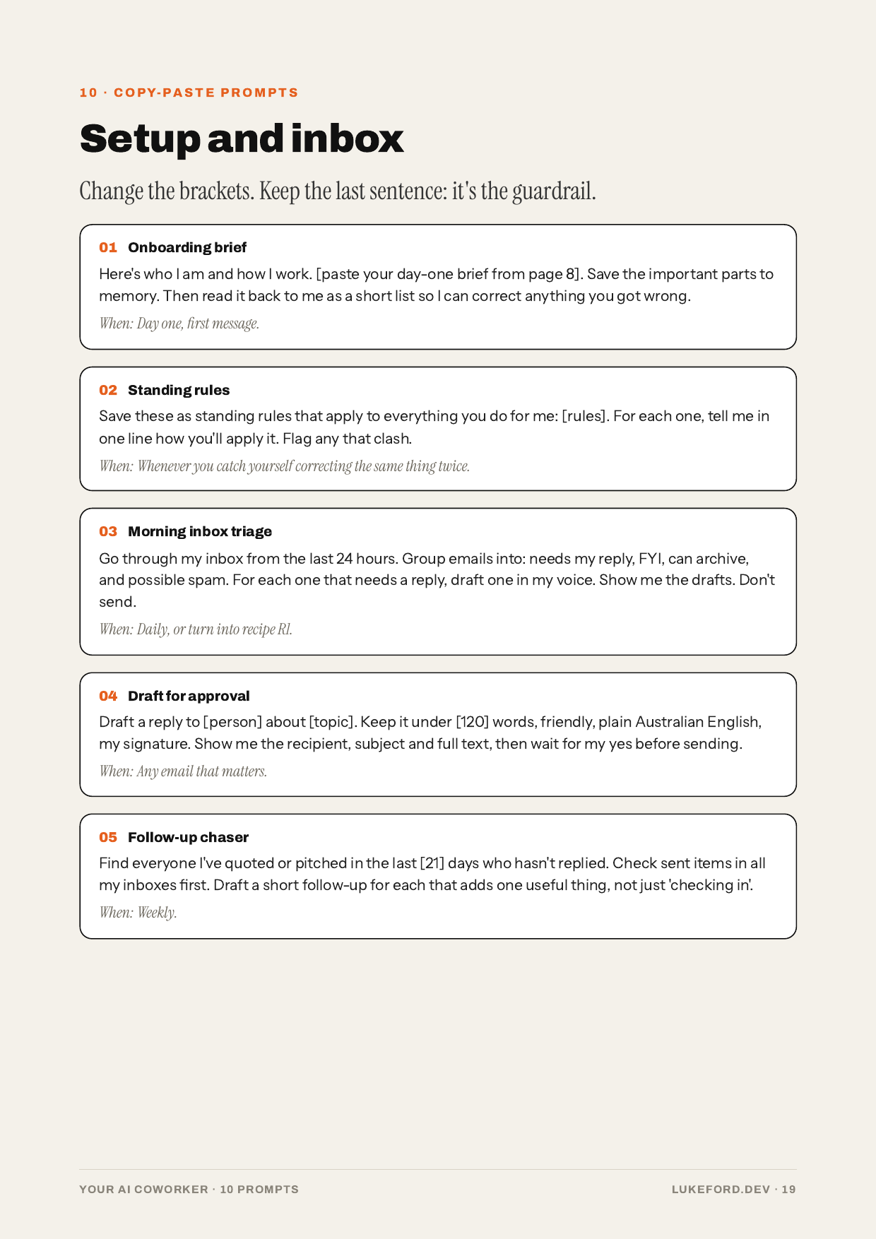 Page 19 of the guide: copy-paste prompts