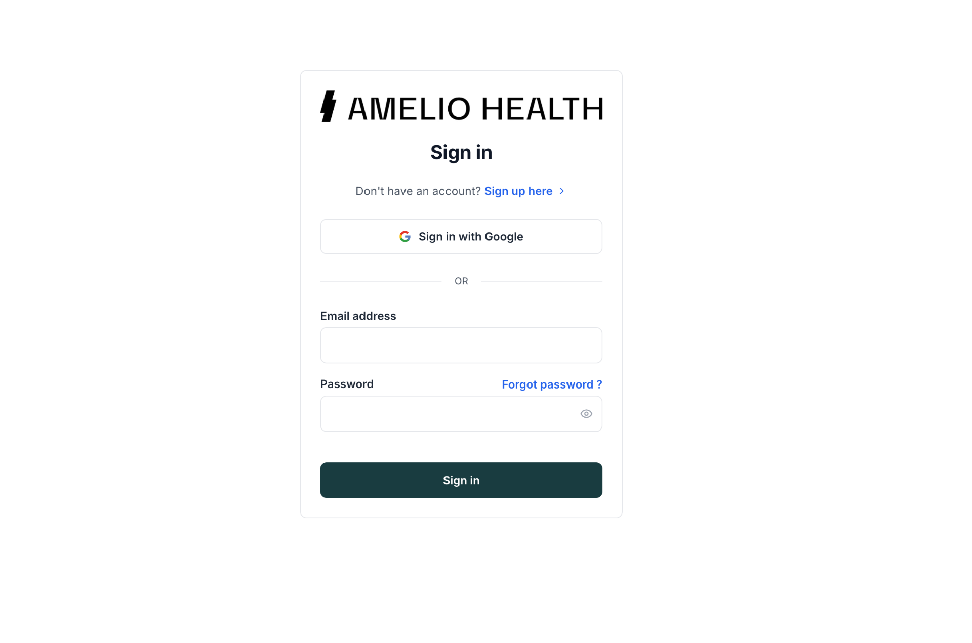 Amelio Health project screenshot