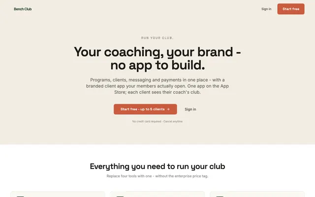 Bench Club project screenshot